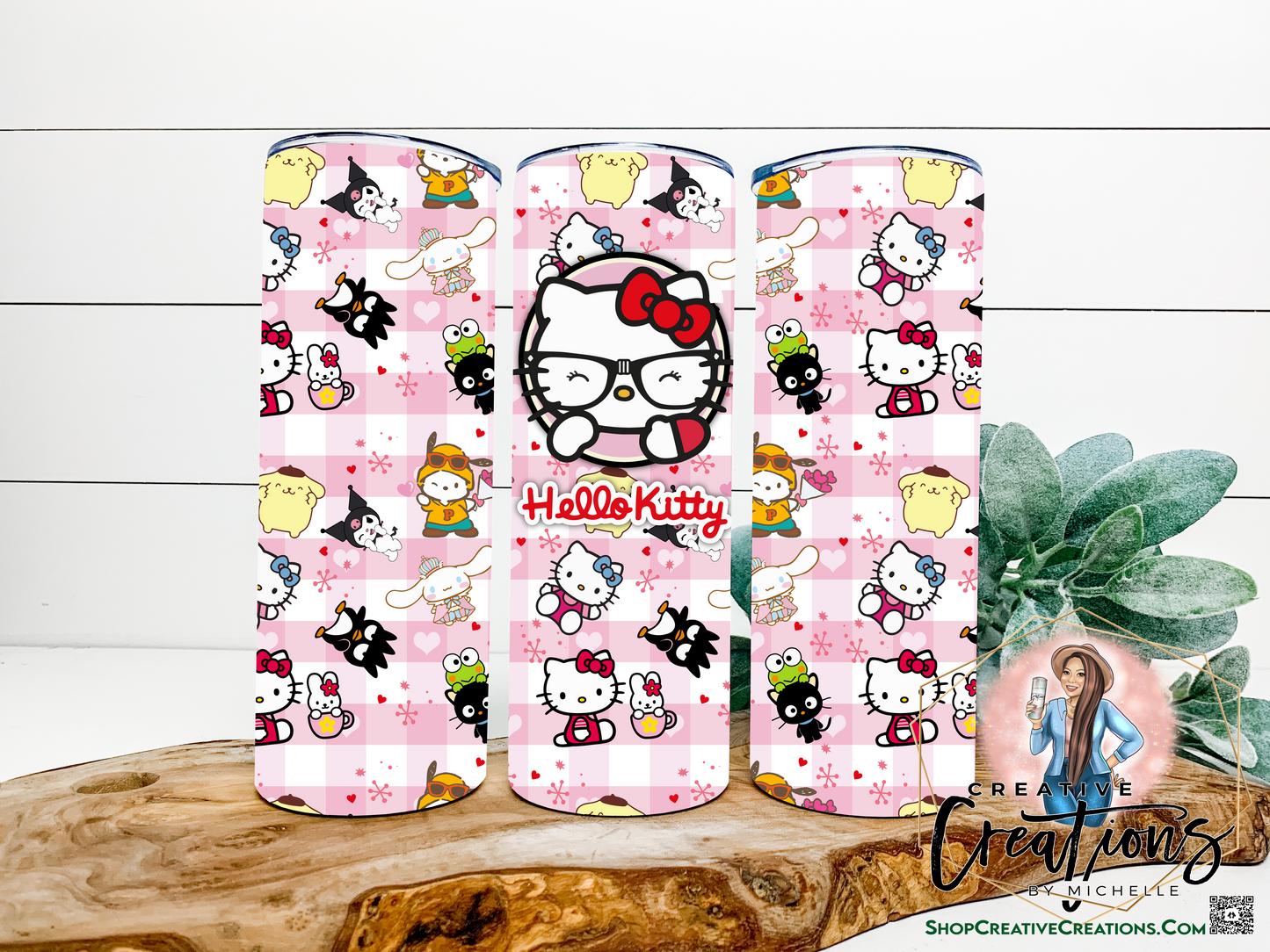 Pink checkered HK with Glasses and friends